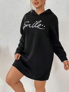 SHEIN Franclia Kích thước lớn Áo chui đầu Áo nỉ Với Thiết kế chữ cái - màu đen - Xem 3