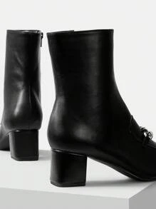 MOTF PREMIUM 鏈條粗跟短靴 - 黑色 - 查看 6