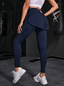 SHEIN Sport Studio Leggings esportivas com design de bolso 2 em 1 e bolso para telefone