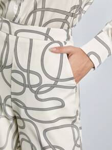 BizChic Printed Wide Leg Pants - White - View 7