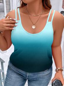 Calvaya Parte superior de tirantes de color degradado para mujer de talla grande en verano - verde menta - Ver 3