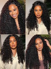 1入本格鬆緊捲捲曲人髮束未經處理的捲鬆人髮編織雙緯度人髮擴張自然黑色女性用