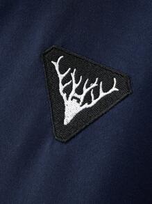 Manfinity Mode 男士半拉鍊刺繡長袖運動衫 - 藏蓝色 - 查看 6