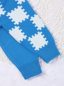 嬰兒男童色塊釦扣羊毛衫 - 藍色 - 查看 4