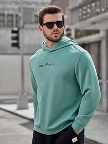 GENTILAND Nam Plus Đồ họa Chữ cái Hoodie - Màu xanh lam - Xem 3