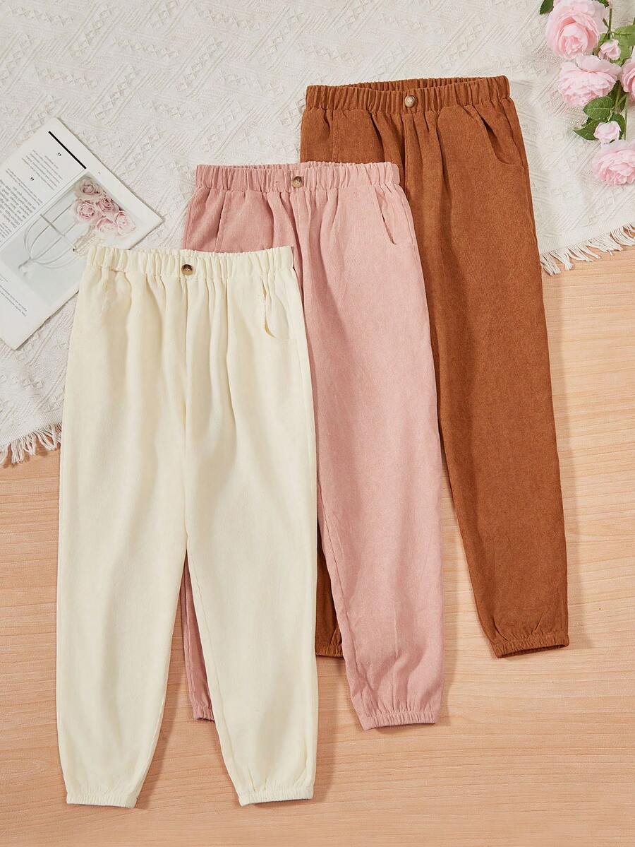 SHEIN 女孩(大孩子)的休閒多彩三件套都市風格服裝,搭配長褲 - 彩色 - 查看 1