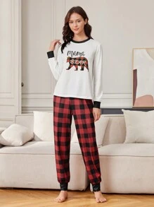 CoupledUp 1件套女性動物&棋盤格印花家居服套裝 - 彩色 - 查看 7