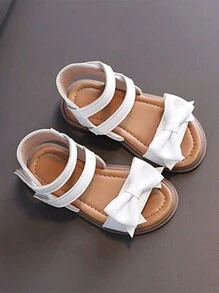 1pair Girls' Cute Bowknot Decorated Flat Sandals For Kids - White - View 2