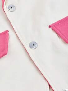 SHEINNeu Contrast Panel Flap Detail Drop Shoulder Overcoat - Apricot - View 3