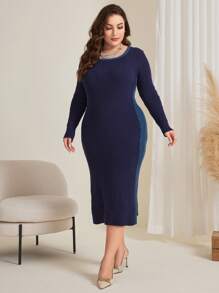 Mulvari Plus Size Women's Bodycon Sweater Dress