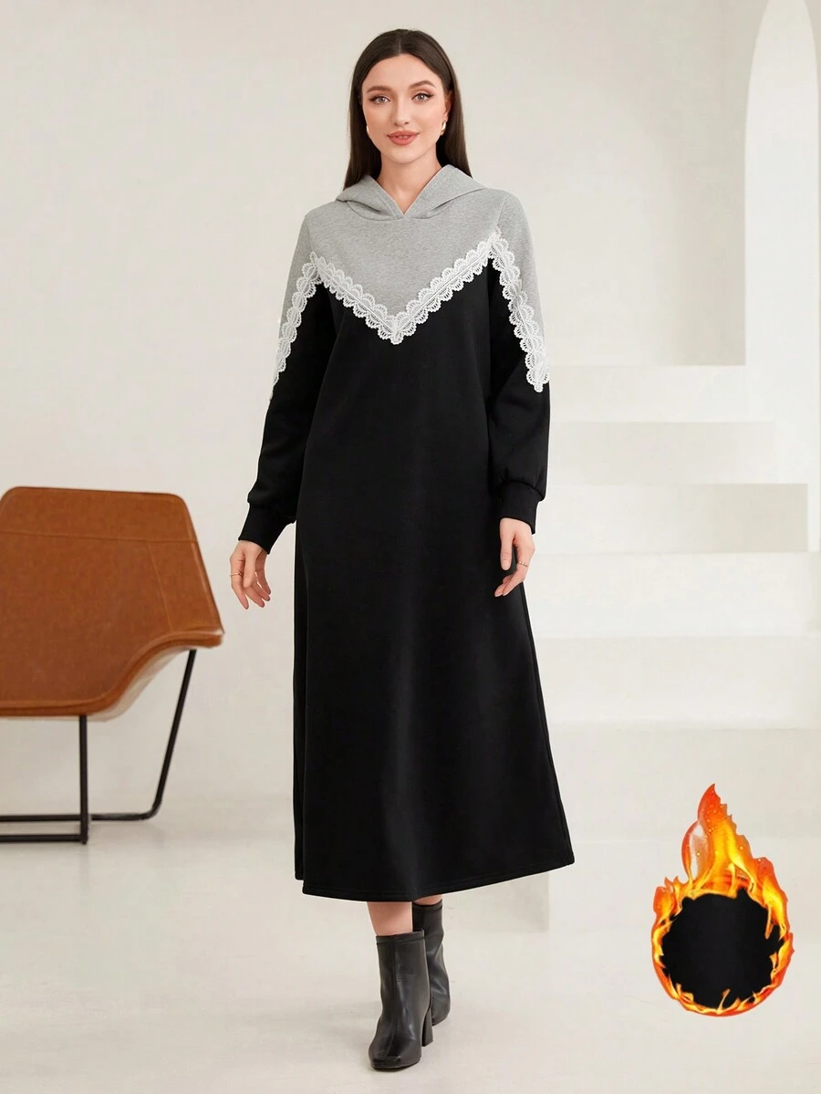 Mulvari Của phụ nữ Ren Khối màu Áo nỉ có mũ - Nhiều màu - Xem 1