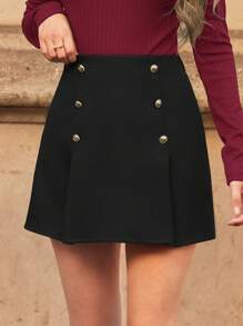 SHEIN Frenchy Đôi ngực Xếp nếp Váy - màu đen - Xem 1