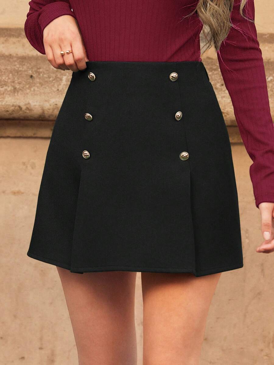 SHEIN Frenchy Đôi ngực Xếp nếp Váy - màu đen - Xem 1