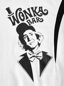 Willy Wonka and the Chocolate Factory X SHEIN Letter & Figure Graphic Split Thigh Dress