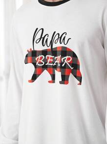 CoupledUp 1 Set Men's Animal & Letter Printed Homewear Loungewear Outfit, Fall Winter Clothes, Christmas - Multicolor - View 6