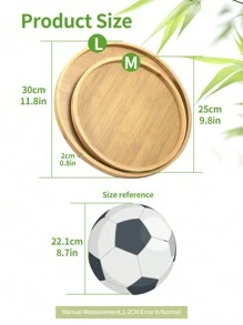 SHEIN Basic living 1 件竹制餐盘，圆形木托盘，木制餐盘，水果，面包，沙拉盘，熟食餐盘（9.8/11.8 英寸可选）圣诞节礼物 - 薑色 - 查看 8