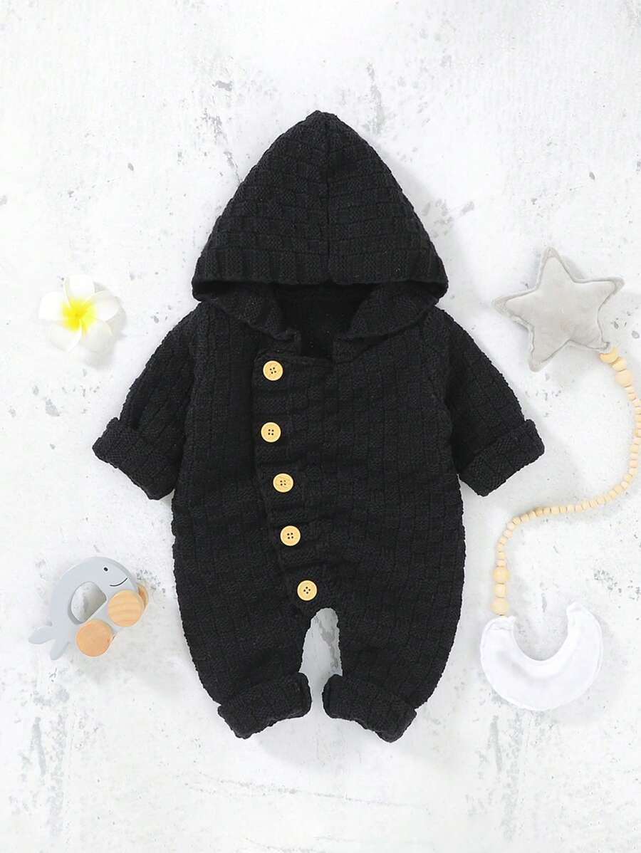 Baby Jungen Knopf-hoodie Strampler