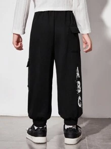 SHEIN Boys' Casual Comfortable Printed Jogger Pants With Side Pockets
