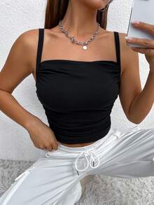 SHEIN Unity 夏季疊積極簡背心 - 黑色 - 查看 6