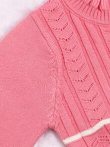 Baby Girls' Geometric Jacquard Frill Hem Sweater Set - Pink - View 6