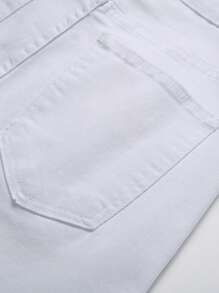 Manfinity Homme Men Cotton Ripped Denim Shorts Jorts Plain All White Vacation Vintage Friends Work Going Out Street Vacation College