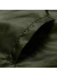 Men Long Sleeve Reversible Letter Patched Zip Up Bomber Jacket, For Fall - Army Green - View 5