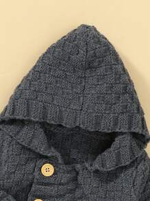 Baby Boys' Button Up Hooded Sweater Jumpsuit - Dark Grey - View 3