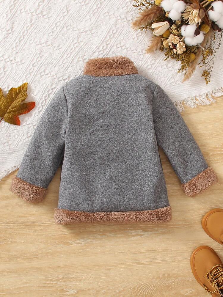 Toddler/boys' Fashionable Woolen Coat With Collar, Suitable For Autumn And Winter