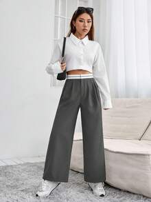 SHEIN PETITE 長褲 - 深灰色 - 查看 5