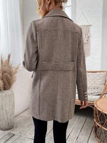 SHEIN LUNE Của phụ nữ Tay áo dài Họa tiết Nanh sói Checkered Áo khoác - Nhiều màu - Xem 4