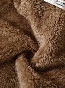 SHEIN Baby Boy Teddy Lined 3D Ear Design Hooded Coat - Black - View 7