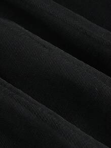 SHEIN MOD Solid Contrast Mesh Flare Hem Tube Dress - Black - View 3