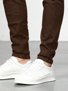 Manfinity Homme Men's Skinny Jeans With Diagonal Pockets - Coffee Brown - View 7