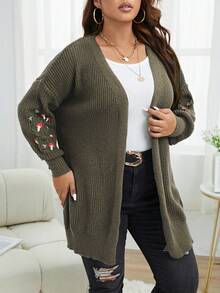 SHEIN LUNE 大尺碼開襟衫 - 駝色 - 查看 3