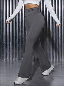 SHEIN PETITE 女式宽腰喇叭裤