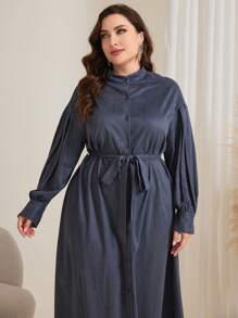 Mulvari Solid Color Plus Size Arabic Clothing