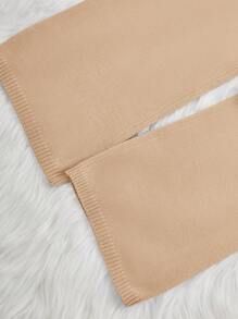 SHEIN Tween Girls' Turtleneck Sweater Set, Including Pullover And Long Pants - Camel - View 5