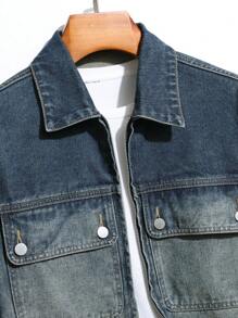 Manfinity Hypemode Nam Flip Túi Áo khoác denim - Rửa nhẹ - Xem 3