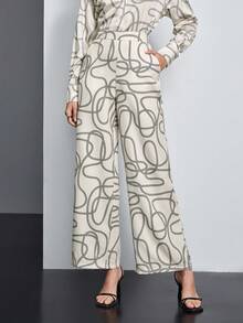 BizChic Printed Wide Leg Pants - White - View 2