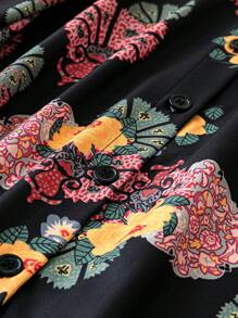 SHEIN LUNE 加大碼花卉印花鈕扣前置洋裝 - 彩色 - 查看 5