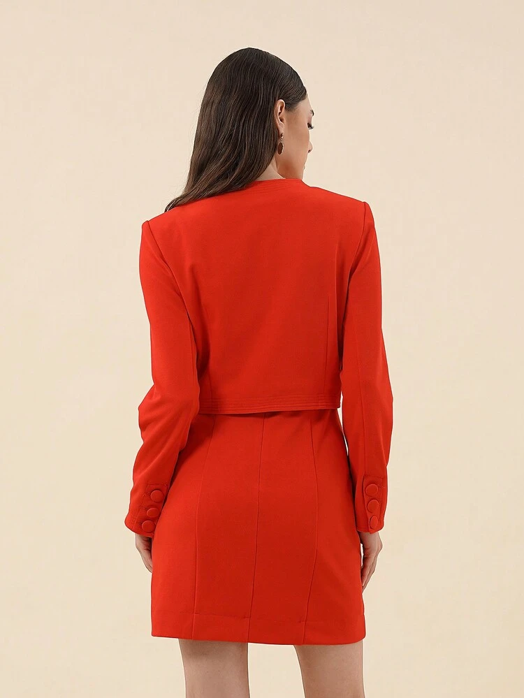 Solid Cami Dress & Open Front Jacket