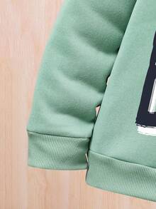 Tween Boys 2pcs Set: Letter Print Hoodie & Sweatpants - Green - View 4