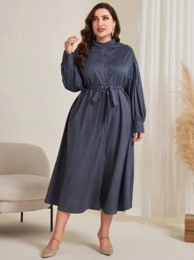 Mulvari Solid Color Plus Size Arabic Clothing