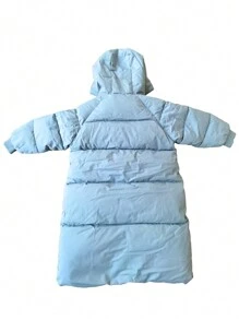 Chaqueta De Invierno Con Capucha Y Un Solo Color Para Niña - azul real - Ver 2