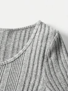 SHEIN Thai sản Scoop Cổ Đồ đan Ribbed Váy bodycon - Xám - Xem 9