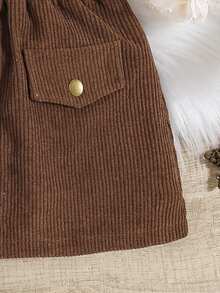 SHEIN 少女時尚優美編織實色臀部束口蓬蓬裙 - 鏽棕色 - 查看 6