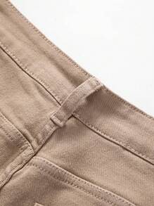 Manfinity Roughcore Men's Flip Pocket Denim Jeans Plain Slim Fit Khaki Cargo Jeans, For Husband, Boyfriend Gifts, Men Cargo Pants, Khaki Cargo Pants, Men Khaki Pants