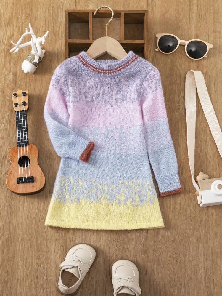 Baby Girl Ombre Pattern Sweater Dress
