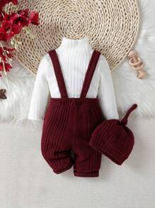 女嬰小高領T恤&背帶連身褲&帽 - 彩色 - 查看 3