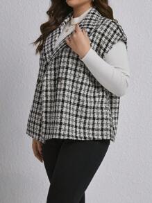 SHEIN Essnce Tamaño Grande De Paño Grueso Y Suave - Blanco y Negro - Ver 3